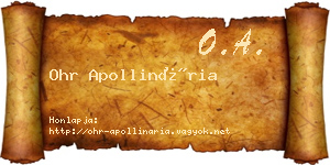 Ohr Apollinária névjegykártya